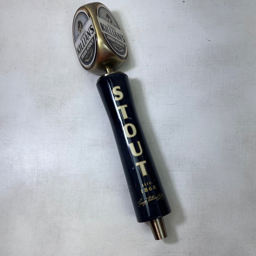 George Killians Irish Stout Beer Tap Handle Black Gold Wood Horse Logo 12 Inch